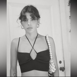 Zara NWT stretch linen blend crop top